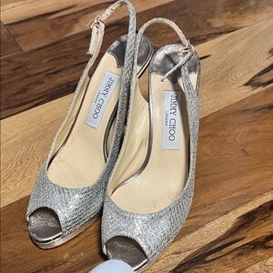 Jimmy Choo Glittering Silver Slingback Heels